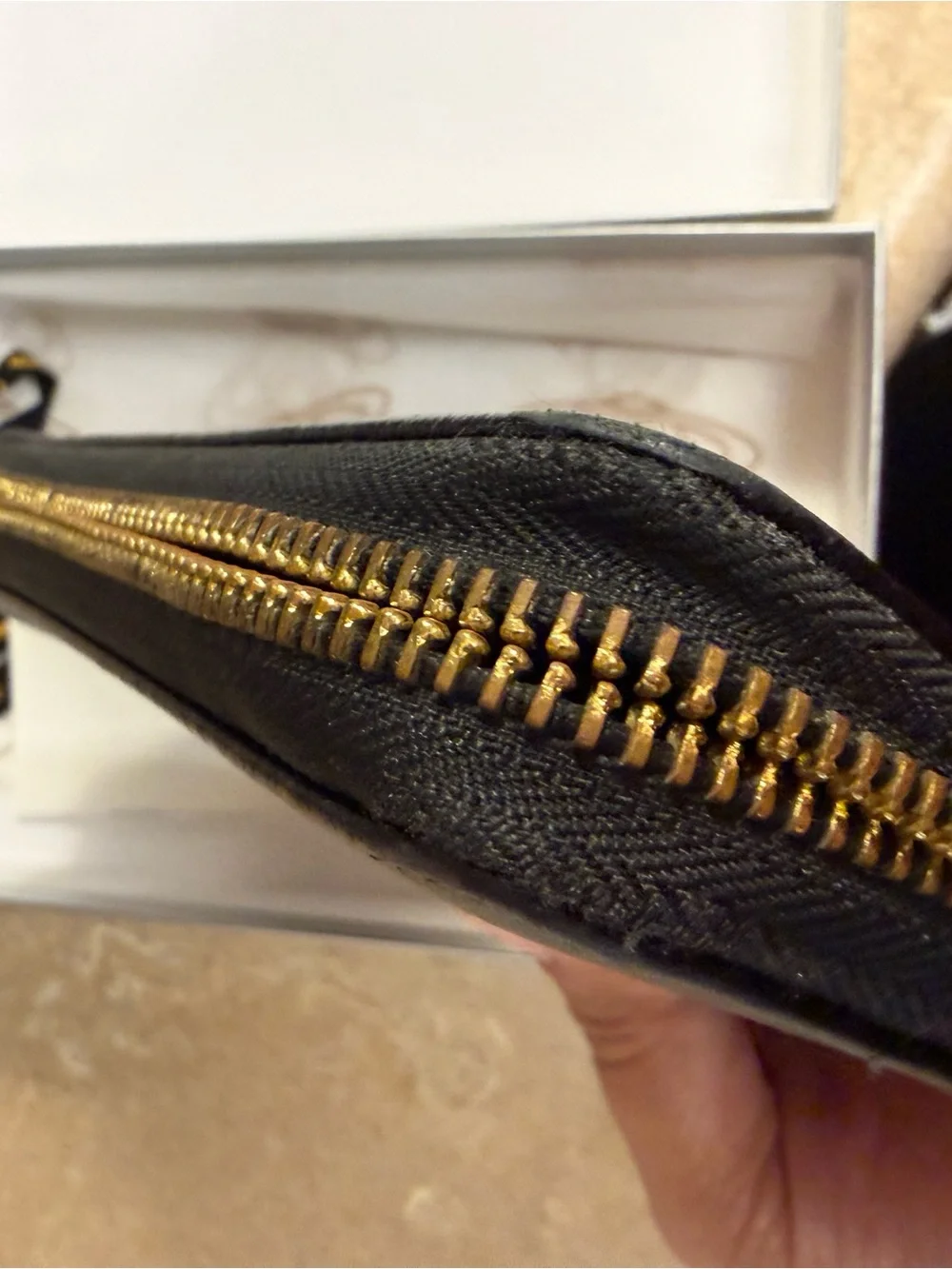 Vivienne Westwood Black Saffiano Zip Around Wallet with Gold Orb